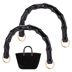 Arch Plastic Imitation Bamboo Shank Bag Handles, with Alloy D-ring Clasp, Black, 11.5x16.5x1.7cm(DIY-WH0430-527D)