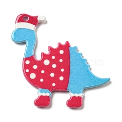 Christmas Theme Acrylic Pendants, Animal Style, Dinosaur, 42x26x2.5mm, Hole: 1.8mm(OACR-B014-04)