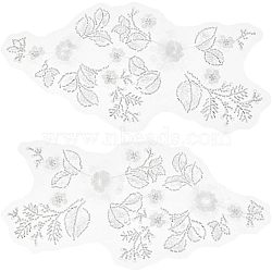 Computerized Embroidery Polyester Sew on Patches, Beaded Sequin Appliques, Costume Accessories, White, 310x160x3mm(DIY-WH0273-93)