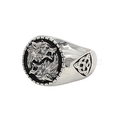 Wolf Pattern 304 Stainless Steel Finger Rings for Men, Stainless Steel Color, US Size 8(18.1mm)(FS-WGA3424-02)