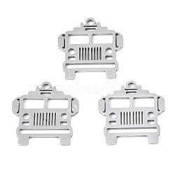 Non-Tarnish 201 Stainless Steel Pendants, Laser Cut, Truck, Stainless Steel Color, 16.5x16x1mm, Hole: 4mm(STAS-T044-267P)