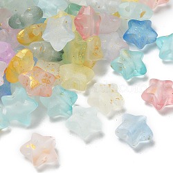 Gradient Color Transparent Acrylic Beads, with Golden Foil, Star, Mixed Color, 9x10x5mm, Hole: 1.6mm(X-OACR-M023-04B)