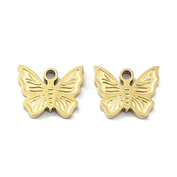 Ion Plating(IP) 316L Surgical Stainless Steel Charms, Butterfly Charm, Real 18K Gold Plated, 7x8.5x1.5mm, Hole: 1mm(STAS-D029-08G)