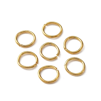 Stainless Steel Open Jump Rings, Round Ring, Real 18K Gold Plated, 8x1mm, 18 Gauge, Inner Diameter: 6mm