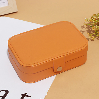 Imitation Leather Jewelry Storage Bag with Snap Fastener, for Bracelet, Necklace, Earrings, Rectangle, Dark Orange, 16.5x11.5x5cm