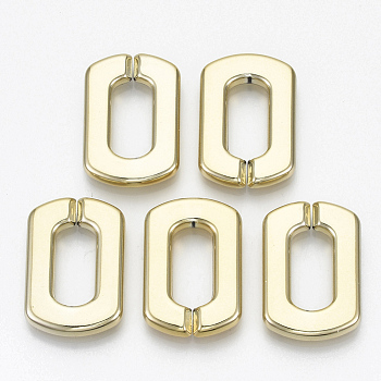 UV Plating Acrylic Linking Rings, Quick Link Connectors, for Cross Chains Making, Rectangle, Golden, 31x21x4.5mm, Inner Diameter: 18x8.5mm