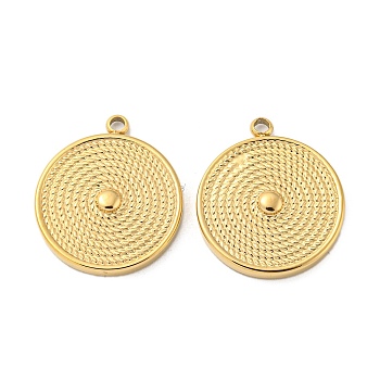 304 Stainless Steel Pendants, Flat Round Charm, Real 14K Gold Plated, 18x15x2.5mm, Hole: 1.5mm