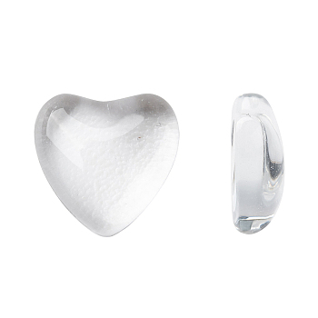 Transparent Glass Heart Cabochons, Clear, 8x8x3.5~4mm