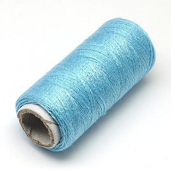 402 Polyester Sewing Thread Cords for Cloth or DIY Craft, Light Sky Blue, 0.1mm, about 120m/roll, 10rolls/bag