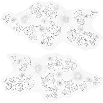 Computerized Embroidery Polyester Sew on Patches, Beaded Sequin Appliques, Costume Accessories, White, 310x160x3mm