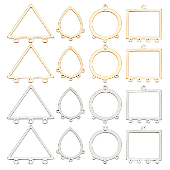 32Pcs 8 Style 304 Stainless Steel Chandelier Components Links, Mixed Shapes, Laser Cut, Golden & Stainless Steel Color, 4pcs/Style