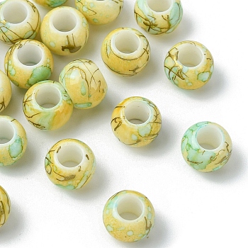20Pcs Acrylic European Beads, Large Hole Beads, Round, Light Goldenrod Yellow, 10mm, Hole: 4.5mm