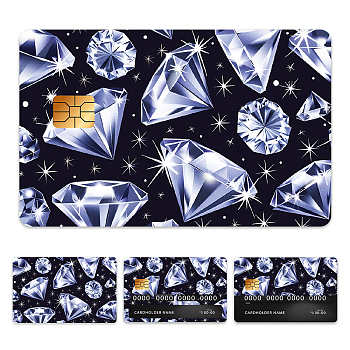 Plastic Waterproof Card Stickers, Self-adhesion Card Skin for Bank Card Decor, Rectangle, Diamond, 140x190mm