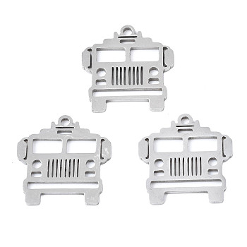 201 Stainless Steel Pendants, Laser Cut, Truck, Stainless Steel Color, 16.5x16x1mm, Hole: 4mm