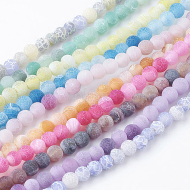 4mm Mixed Color Round Crackle Agate Beads
