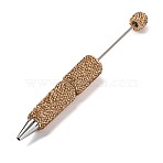 Iron Beadable Pen, Ball-Point Pen, with Polymer Clay Rhinestone, for DIY Personalized Pen with Jewelry Beads, Lt.Col.Topaz, 145x15mm(X-AJEW-K049-01F)
