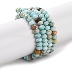 Natural Howlite Beads Strands, Dyed, Faceted, Rondelle, Pale Turquoise, 4.5x3mm, Hole: 0.8mm, about 123~127pcs/strand, 15.24~15.55''(38.5~39.5cm)(G-H025-03C-09)