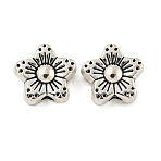 Tibetan Style Alloy Flower Beads, Cadmium Free & Lead Free, Antique Silver, 9x9x5mm, Hole: 2mm, about 750pcs/1000g(TIBEB-Q060-016-LF)