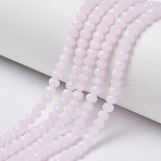 Glass Beads Strands, Imitation Jade, Faceted, Rondelle, Pink, 6x5mm, Hole: 1mm, about 80~85pcs/strand, 38~40cm(EGLA-A034-J6mm-D02)