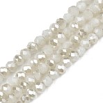 Electroplate Opaque Solid Color Glass Beads Strands, Faceted, Rondelle, Creamy White, 2.5x1.5mm, Hole: 0.8mm, about 135~140pcs/strand, 26~27cm(X-EGLA-Q112-B02)