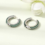 Brass Micro Pave Cubic Zirconia Hoop Earrings, Lead Free & Cadmium Free, Rack Plating, Long-Lasting Plated, Platinum, Sea Green, 17~17.5x3~3.5mm(KK-CBA8324-24P-01)