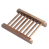 Wood Soap Dishes, Draining Soap Savers for Bar Soap, Rectnagle, Peru, 120x90x18mm(PW-WG37132-02)