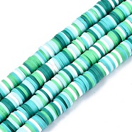 Handmade Polymer Clay Beads Strands, for DIY Jewelry Crafts Supplies, Heishi Beads, Disc/Flat Round, Spring Green, 6x0.5~2mm, Hole: 1.6mm, about 360~390pcs/strand, 17.5 inch~17.9 inch(44.5~45.5cm)(CLAY-R089-6mm-094)