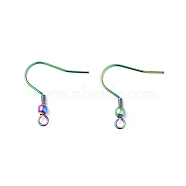 316 Surgical Stainless Steel Hook Earrings, Ear Wire, with Horizontal Loops, Rainbow Color, 21x20.5x3mm, Hole: 2mm, 22 Gauge, Pin: 0.6mm(STAS-E009-1MC)