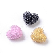 Resin Beads, with Crystal Rhinestone, Imitation Candy Food Style, Heart, Mixed Color, 18x20x10mm, Hole: 1.2mm(RESI-L029-A)