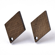 Walnut Wood Pendants, Rhombus Charms, Coconut Brown, 18x12mm, Hole: 1.6mm(WOOD-ZX031-43)