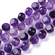 Natural Amethyst Beads Strands, with Seed Beads, Six Sided Celestial Dice, 11.5x11.5mm, Hole: 1mm, about 29~30pcs/strand, 15.55~15.95inch(39.5~40.5cm)(G-A030-B10-12mm)