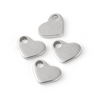 201 Stainless Steel Charms, Stamping Blank Tag, Heart, Stainless Steel Color, 8x10x1.5mm, Hole: 2mm(X-STAS-F192-057P)