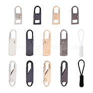 Kissitty Zipper Pull Tab Set,  including 6Pcs Iron Pull, 18Pcs Zinc Alloy Pull, 8Pcs Plastic Pull, Easy to Remove, for Zipper Accessories Replacement, Mixed Color, 2.65~6.4x1.1~1.2x0.35~0.45cm, Hole: 4.5~11x6~8.5mm(FIND-KS0001-12)