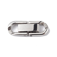 304 Stainless Steel Fold Over Clasps, Oval, Stainless Steel Color, 22x7.5x3mm, Hole: 3x4mm(STAS-G307-11B-P)