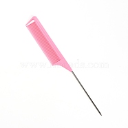 Plastic Tail Comb with 201 Stainless Steel Tip, Hot Pink, 23.6x2.8x0.3cm(MRMJ-SZC0002-01A)