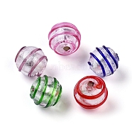 Handmade Silver Foil Glass Lampwork Beads, Round, Mixed Color, 12.5~13x11~12mm, Hole: 1~2mm(FOIL-G027-01)