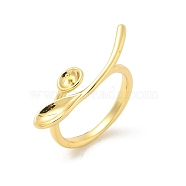 Brass Open Cuff Ring Settings, for Half-drilled Beads, Golden, 2~8mm, Inner Diameter: 15.5mm(KK-G518-10G-02)