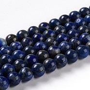 Natural Lapis Lazuli Beads Strands, Grade A, Round, 8mm, Hole: 1mm, about 46~48pcs/strand, 16 inch(X-G-G423-8mm-A)