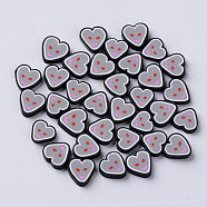 Handmade Polymer Clay Nail Art Decoration Accessories, Fashion Nail Care Cabochons, Heart with Smile, Dark Gray, 9~12x9~12x2mm, about 80~100pcs/20g(X-CLAY-N006-20B)