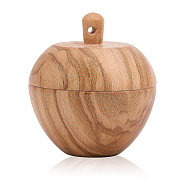 Wooden Apple Box Jewelry Pendants, Teachers' Day Dyed Sachet Charm, with Screw Cap, Secret Canister, Tan, 46.5x42mm, Hole: 3mm, Inner Diameter: 35mm(FIND-WH0032-44)