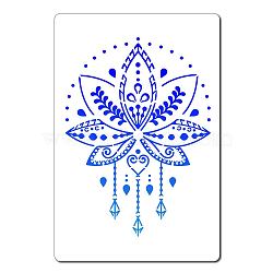 PET Plastic Drawing Painting Stencils Templates, Rectangle, Lotus Pattern, 30x20cm(DIY-WH0284-008)