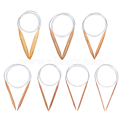 7Pcs 7 Style Bamboo Circular Knitting Needles, with Clear PVC Plastic Tube, for Scarf Sweater, Peru, 79.4~80.6x0.4~2cm, 1pc/style(DIY-CA0005-02)