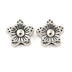 Tibetan Style Alloy Flower Beads, Cadmium Free & Lead Free, Antique Silver, 9x9x5mm, Hole: 2mm, about 750pcs/1000g(TIBEB-Q060-016-LF)