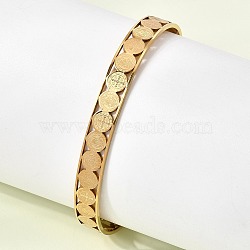 201 Stainless Steel Open Cuff Bangles for Women, Flat Round with Saint Benedict, Golden, Inner Diameter: 2.56x1.97 inch(6.5x5cm)(BJEW-Z162-01G)