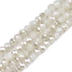 Electroplate Opaque Solid Color Glass Beads Strands, Faceted, Rondelle, Creamy White, 2.5x1.5mm, Hole: 0.8mm, about 160~165pcs/strand, 13.78 inch~14.17 inch(35~36cm)(X-EGLA-Q112-B02)