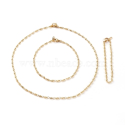 Brass Link Chain Bracelet & Necklace & Anklets Jewelry Sets, with 304 Stainless Steel Findings, Golden, 18-1/8 inch(46cm), 10 inch(25.5cm), 8-1/4 inch(21cm)(SJEW-JS01167)