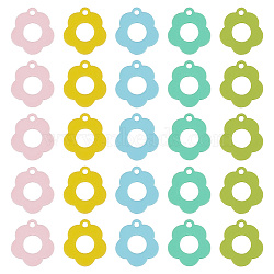 40Pcs 5 Colors Baking Paint Alloy Pendants, Flower Charms, Mixed Color, 14x13x1.5mm, Hole: 1.4mm, 8pcs/color(FIND-AR0003-75)