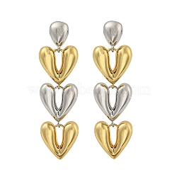 Brass Stud Earrings, Heart, Platinum & Real 18K Gold Plated, 59x16.5mm(EJEW-N054-54G)