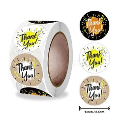 Word Thank You Self Adhesive Paper Stickers, Round Sticker Labels, Gift Tag Stickers, Mixed Color, 2.5x0.1cm, 500pc/roll(DIY-M023-03)