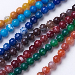 Natural Agate Beads Strands, Dyed & Heated, Grade A, Round, Mixed Color, 6mm, Hole: 1mm, about 62pcs/strand, 14.9 inch(38cm)(G-G754-6mm)